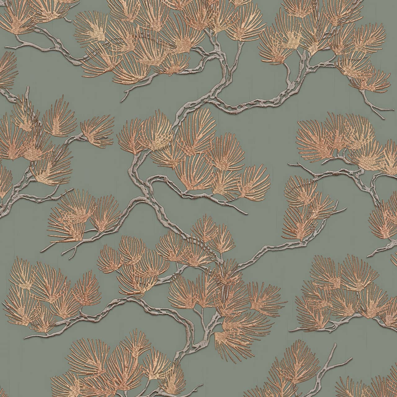 Designs Direct Embroidered Pine Tree Wallpaper